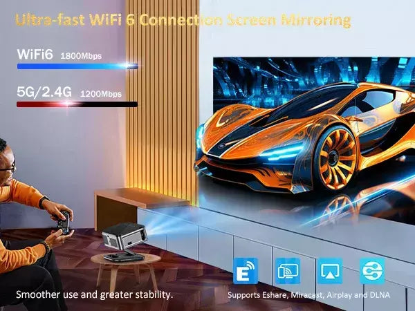 XWBSY 2025 Projetor de foco laser TOF 45000Lumens Moive Projetor de luz diurna portátil 4K Android 12.0 Projetor LED WIFI6/20MS