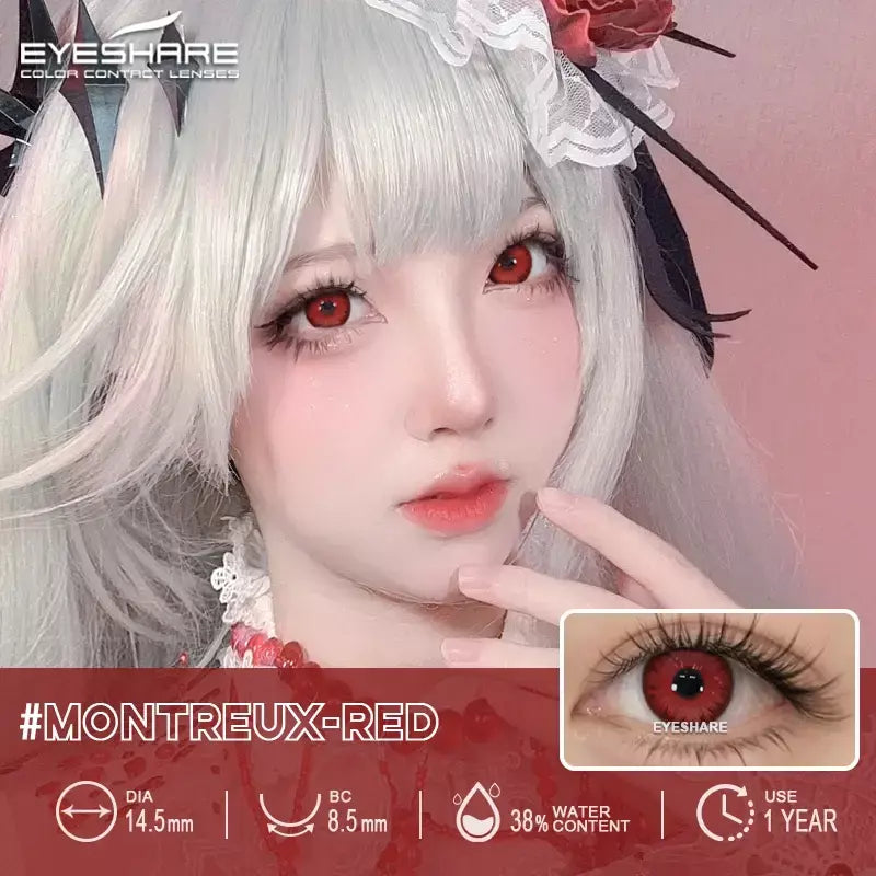 AMARA 1 par de lentes de contato coloridas para olhos, lentes azuis para cosplay de anime, lentes coloridas roxas, rosa y2k, lentes vermelhas coloridas