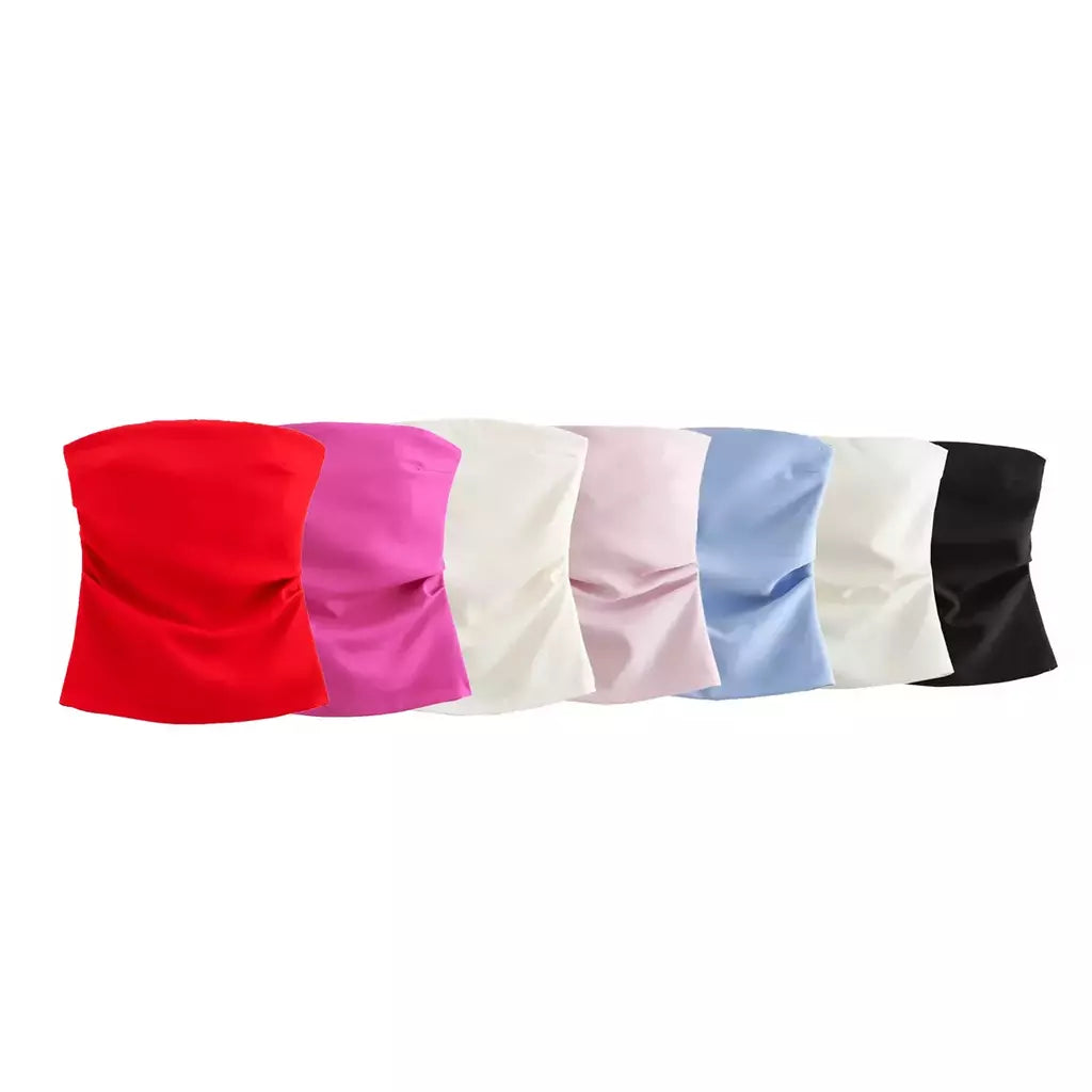 TRAF-Blusa sem mangas sem alças para mulheres, tops femininos, zíper traseiro, roupas de rua, tanque chique, moda verão, nova