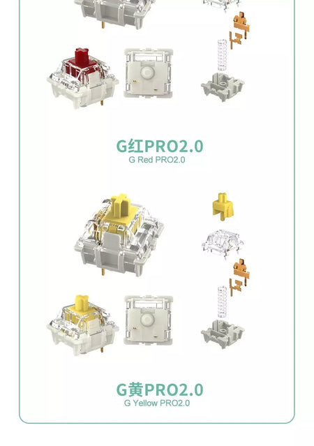 Gateron branco amarelo prata pro 2.0 v2 switch 3pin rgb linear tátil vermelho marrom switches para teclado mecânico permutável quente