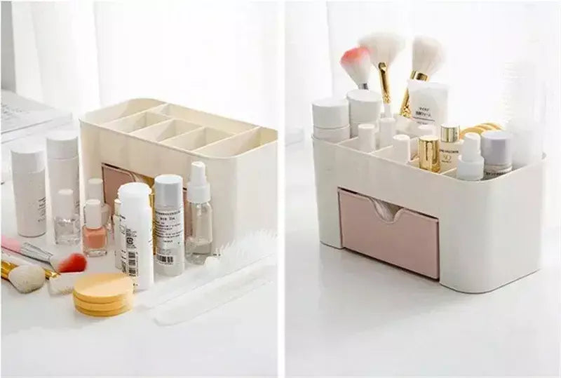 Desktop dupla camada organizadores de maquiagem caixa de armazenamento gavetas cosméticos caixa de exibição de jóias caso recipiente caixas organizador novo