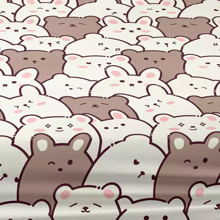 Urso de pelúcia bonito impresso fosco cabido folha para quarto, tampa de cama, cama, 1 desenho animado, excluindo fronhas, bonito