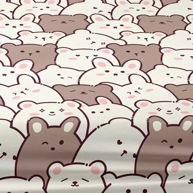 Urso de pelúcia bonito impresso fosco cabido folha para quarto, tampa de cama, cama, 1 desenho animado, excluindo fronhas, bonito