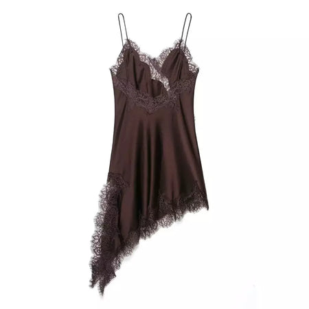 Tfmln feminino sexy rendas emenda vestidos de verão sólido sem mangas assimetria vestido sem costas magro festa feminina estilingue mini vestido