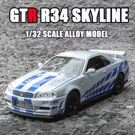 1:32 gtr r34 skyline simulação de liga rápida modelo de carro diecasts & veículos de brinquedo e carros furiosos decoração brinquedos para crianças menino