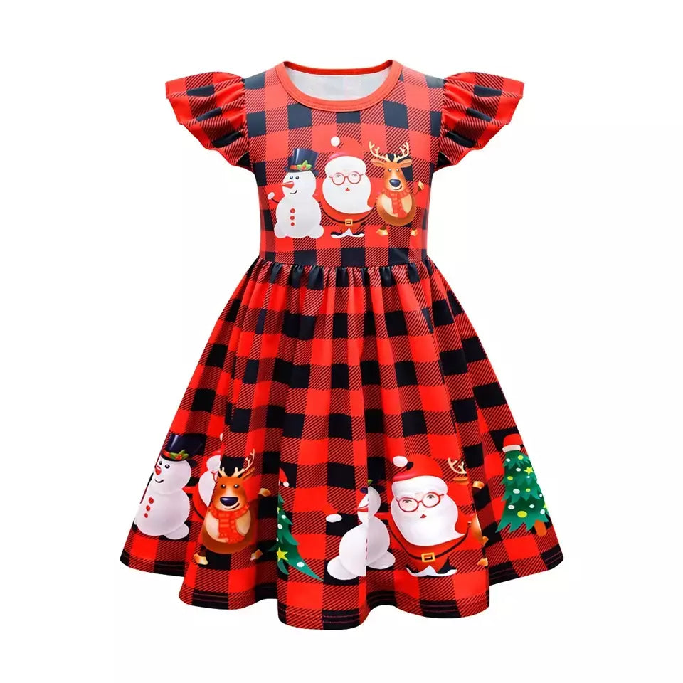 Novo natal meninas vestido carta papai noel impressão carnaval festa crianças roupas de natal masquerade desempenho roupas infantis