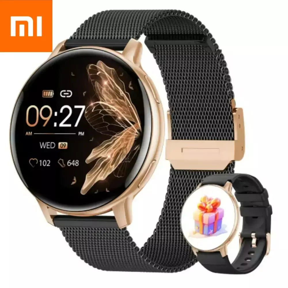 Xiaomi chamada relógio inteligente feminino mostrador personalizado relógios de aço masculino esportes rastreador fitness freqüência cardíaca smartwatch para android