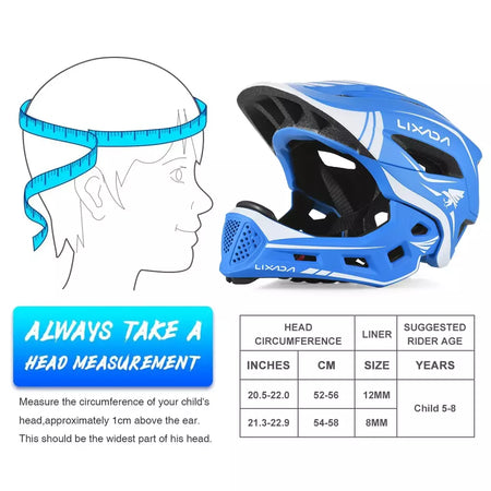Lixada crianças 2-em-1 destacável capacete facial completo crianças esportes capacete de segurança da bicicleta equipamentos de proteção crianças capacete de ciclismo