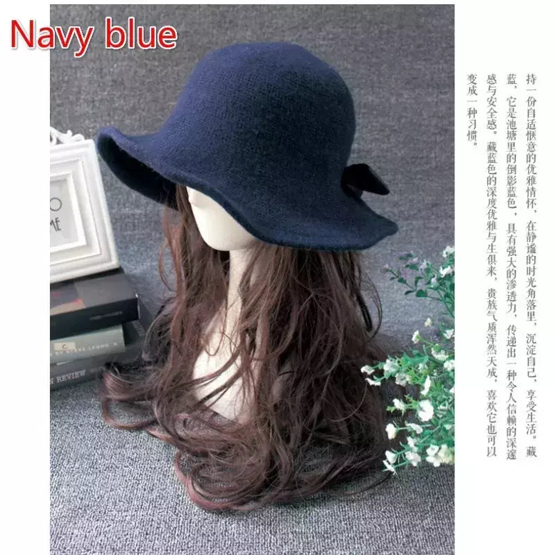 Chapéu de lã de bowknot vintage feminino, Fedoras para senhoras, cúpula de feltro para casamento Igreja Jazz, boné feminino elegante, outono e inverno