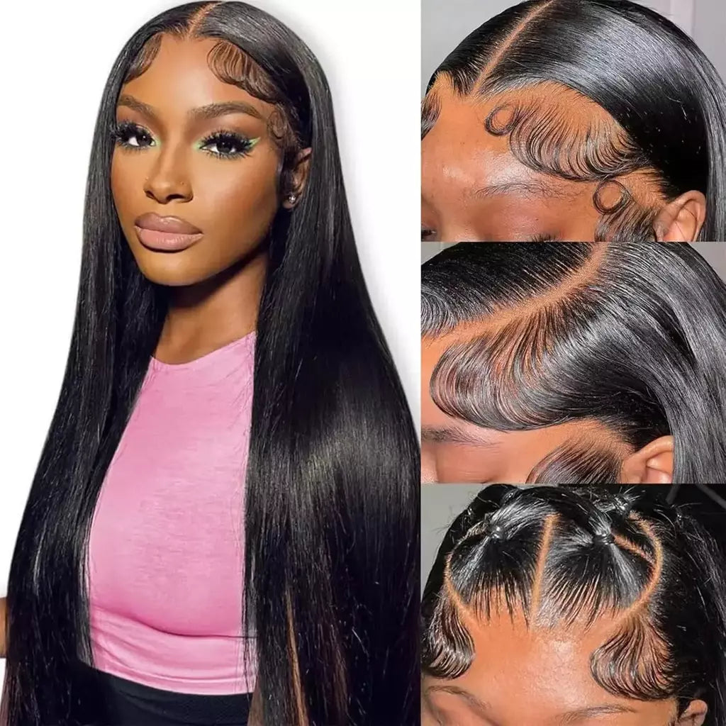 Osso em linha reta perucas sem cola cabelo humano pré arrancado usar para ir peruca dianteira do laço perucas de cabelo humano brasileiro para as mulheres pré corte laço