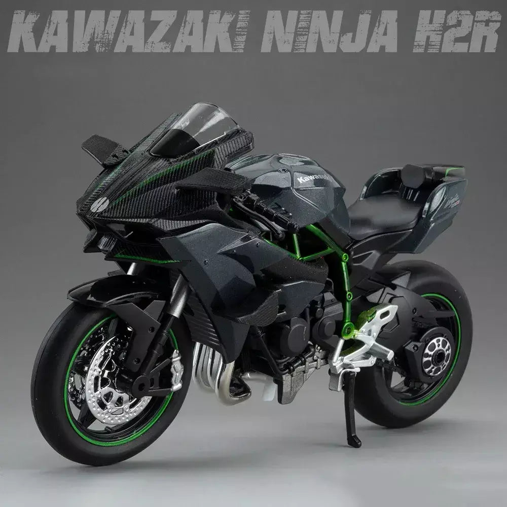 1:12 kawasaki h2r bwm s1000rr liga motocicleta brinquedos diecast carro em miniatura roda dianteira direção moto crianças presente de natal