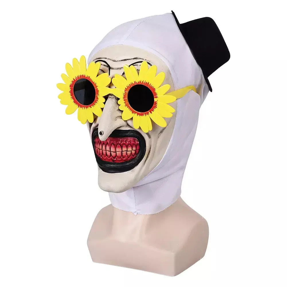 Arte o palhaço cosplay máscara horror terror terror 3 óculos de girassol headwear chifre adereços halloween carnaval traje acessórios