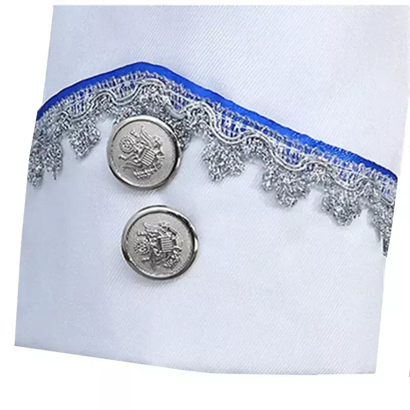 (Jaqueta e calça) masculino tribunal britânico banquete vestido emendado terno 2024 novo masculino festa de casamento prata borda de seda blazer e calças