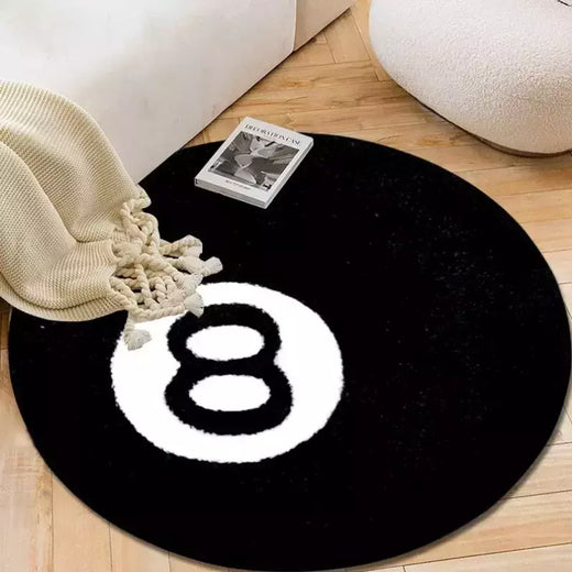 Tapete de bilhar redondo simulado, Tapete de 8 bolas, Tapete de cadeira macia de caxemira, Tapetes antiderrapantes, Quarto Vintage Black Carpet Drop