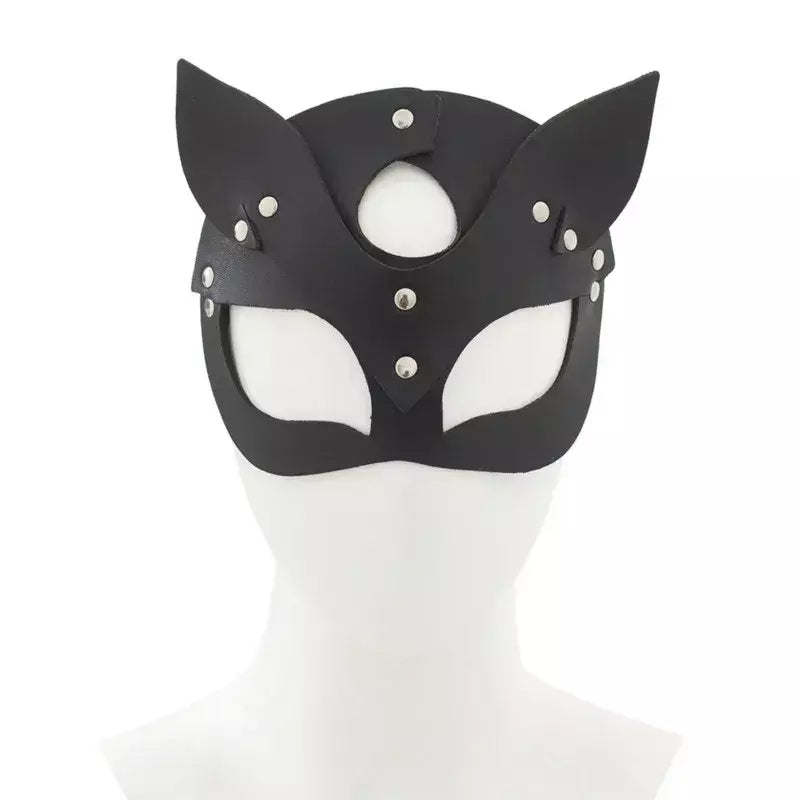 Meia face gato cosplay máscara de couro feminino olho cosplay festa de halloween pu meia máscara facial adulto suprimentos de jogo adulto jogo