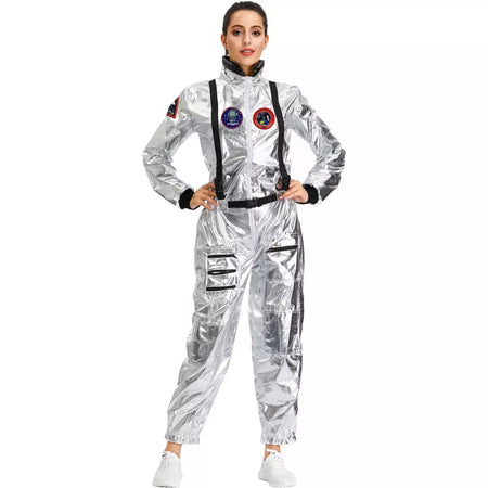 Halloween natal prata spaceman masculino feminino espaço terno adulto crianças astronauta traje festa de família vestir-se presente aniversário