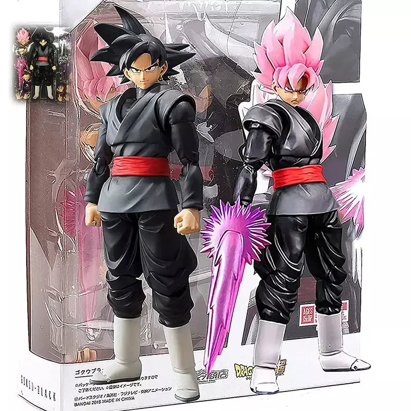 Novo 14cm anime dragon ball preto goku zamasu figura de ação super saiyan filme versão dbz modelo com vários acessórios brinquedos