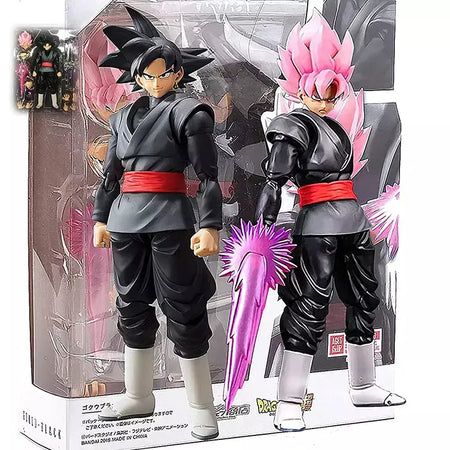 Novo 14cm anime dragon ball preto goku zamasu figura de ação super saiyan filme versão dbz modelo com vários acessórios brinquedos