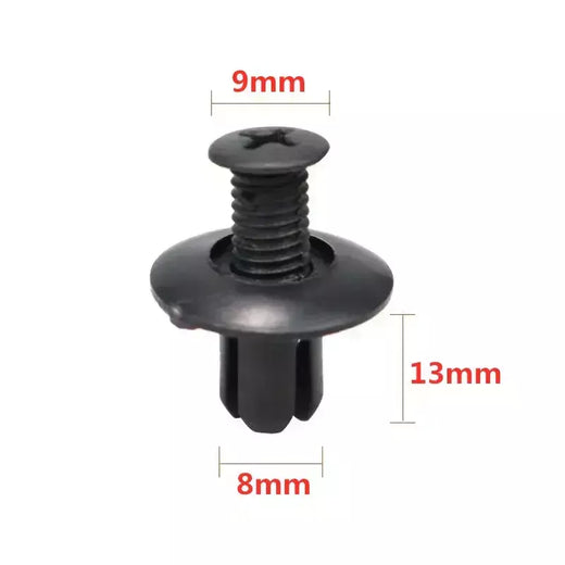 5/100 pçs 8mm rebites de plástico fixadores parafuso pára-choque do carro preto rebite clipes fixadores do carro para toyota focus kia nissan yamaha