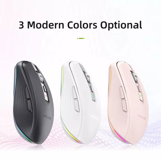 Mouse sem fio de modo duplo USB2.4G + BT5.1 Tipo-C Mouse para jogos recarregável Design ergonômico 2400 DPI com mouse de luz RGB