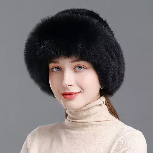 Chapéu de pele de vison genuíno para mulheres Boné de malha natural Gorros luxuosos Headwear de malha artesanal Pele de raposa real, moda inverno quente, nova