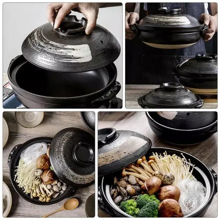 Pote cerâmica argila cozinhar caçarola japonês guisado sopa tampa de terra panelas quentes coreano pot prato pan panelas estoque chinês