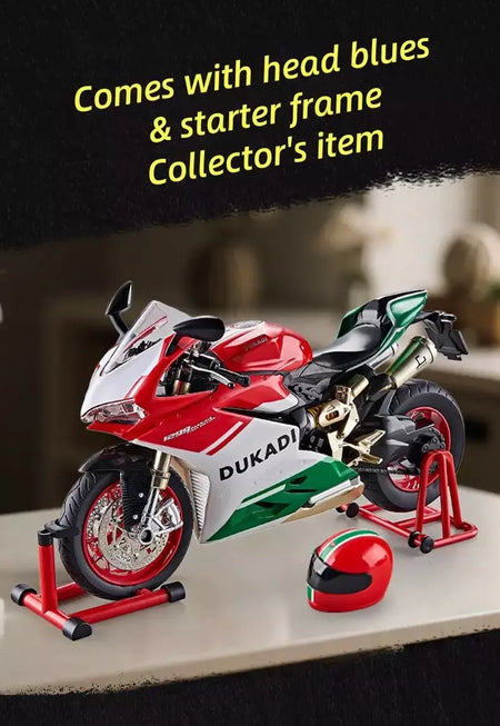 Chave começo 1:9 1199 panigale liga esportes modelo de motocicleta diecast pista corrida modelo de motocicleta com spray som luz crianças brinquedos