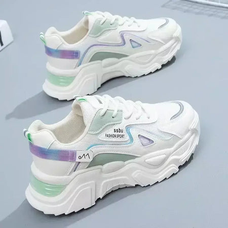 2025 tênis feminino plataforma sapatos planos mulher sapatos verdes formadores casuais senhoras tênis grossos sapatos femininos