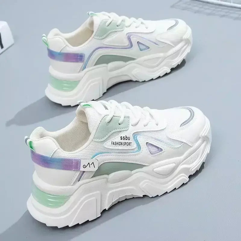 2025 tênis feminino plataforma sapatos planos mulher sapatos verdes formadores casuais senhoras tênis grossos sapatos femininos