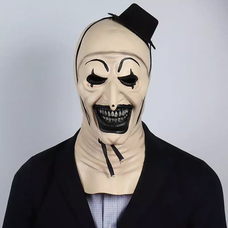 Horror Terrifier Palhaço Cosplay Máscara, Látex, Suave, Demônio, Mal, Coringa, Festa de Halloween, Fantasia, Adulto, Tamanho Único