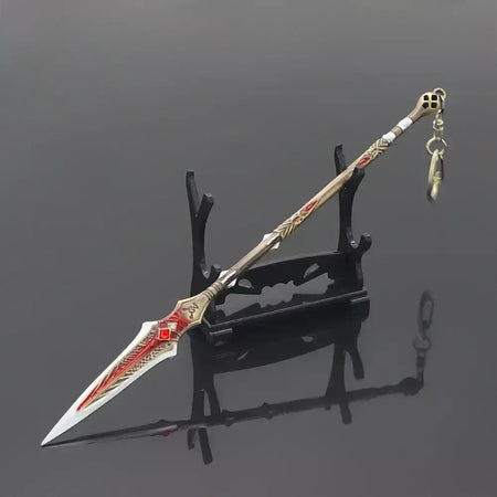 Novo 22cm deus da guerra lança arma ragnarok draupnir arma de metal samurai espada mochila chaveiro coleção festival presente brinquedo criança