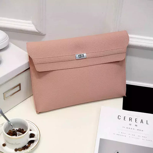 Envelope de couro PU para mulheres, embreagem vermelha, bolsa feminina, padrão de lichia, bolsas de mão simples, vermelho