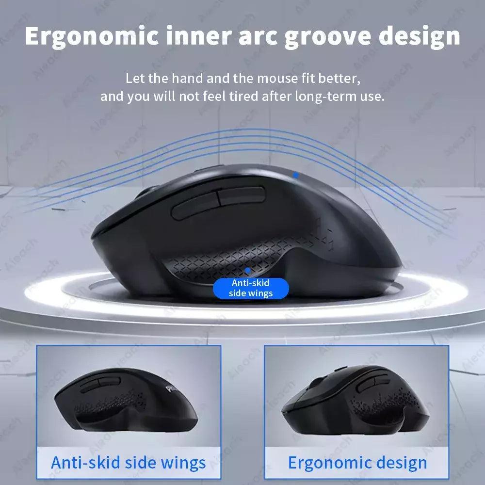 Dual Mode Mouse de Computador Sem Fio, 1600 DPI, Recarregável, Ergonômico, Bluetooth, Laptop, Notebook, iPad, Tablet, Mac, Chromebook