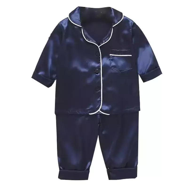 Pijama de manga comprida para meninos e meninas, roupa de casa confortável, calças de seda novas, primavera e outono, 0-4 anos