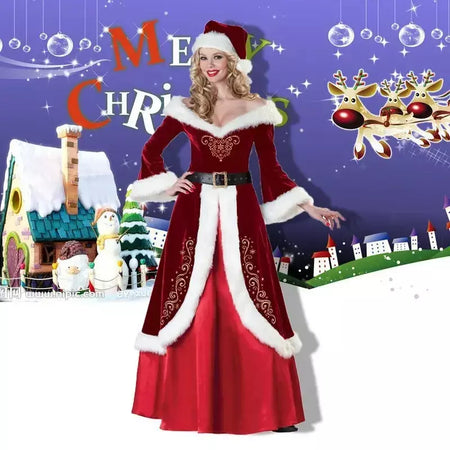 Traje de papai noel feminino masculino vestido de elfo de natal unissex roupa de festa adulto terno de natal desempenho de palco festivo role play wear