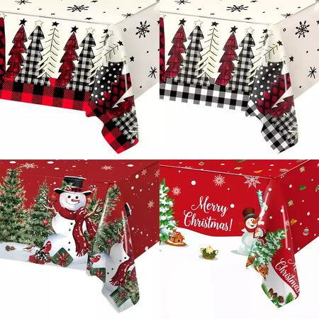 Toalha de mesa Merry Christmas Snowman para decoração de casa, toalha de mesa, inverno, ano novo, 2022, 2024