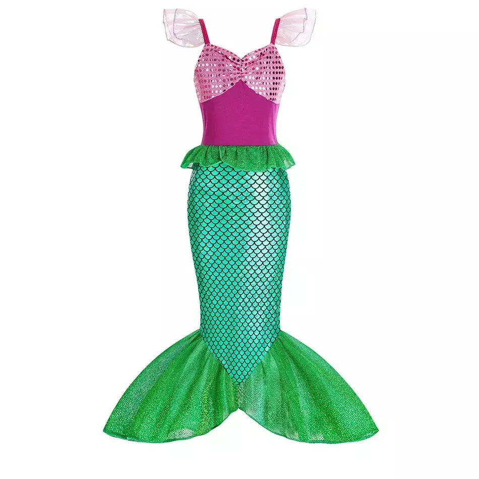 Sereia vestido de festa de aniversário verão menina sereia traje carnaval anime cosplay outfits 2-10 anos crianças fantasia disfarce vestido de baile