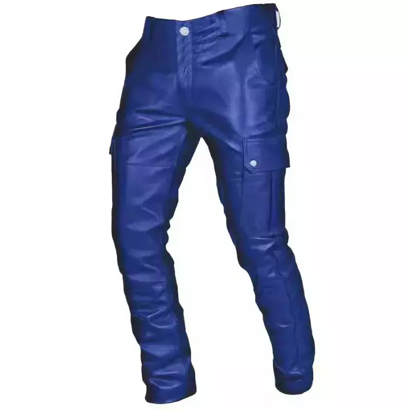 Novos Homens Calças De Couro Preto/Vermelho/Marrom Moda Masculina Dança Festa Calças Casuais Tamanho Grande 5XL