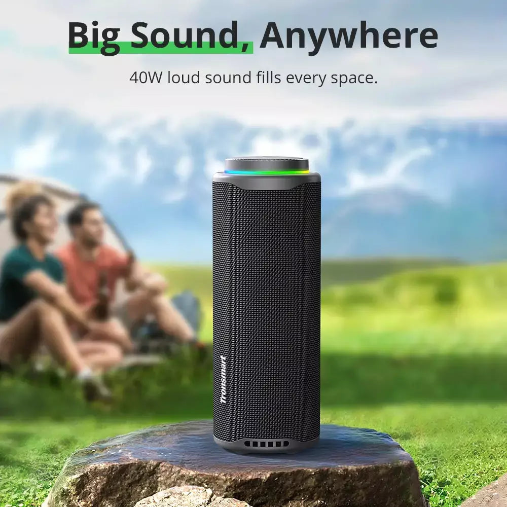 Tronsmart T8 caixa de som bluetooth portátil, Alto-falante Bluetooth 40W Alto-falante portátil externo com graves profundos, SoundPulse, IPX7 à prova d'água, controle de APP, para camping