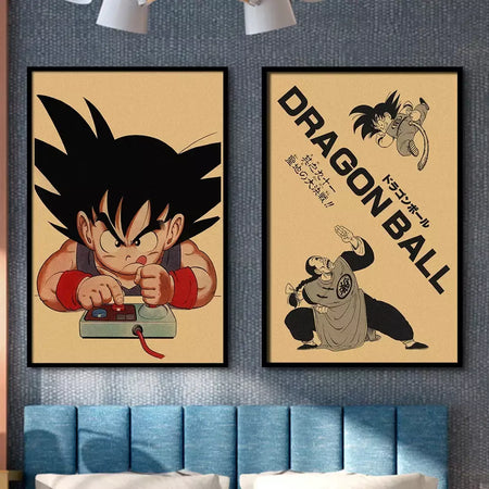 Japonês em torno do anime retro dragon ball cartaz goku gohan vegeta piccolo friza pintura em tela impressão arte da parede presente das crianças