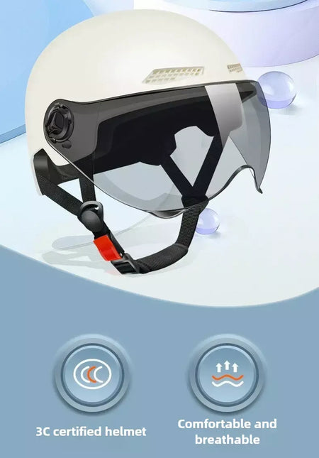 Capacete de segurança de bicicleta 3C certificado masculino e feminino adulto crianças dos desenhos animados bicicleta elétrica motocicleta meio capacete com óculos