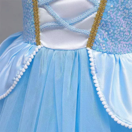 Cinderela cosplay traje crianças roupas para meninas lantejoulas vestido de princesa com luvas de coroa festa de aniversário vestido de baile 3-10 anos
