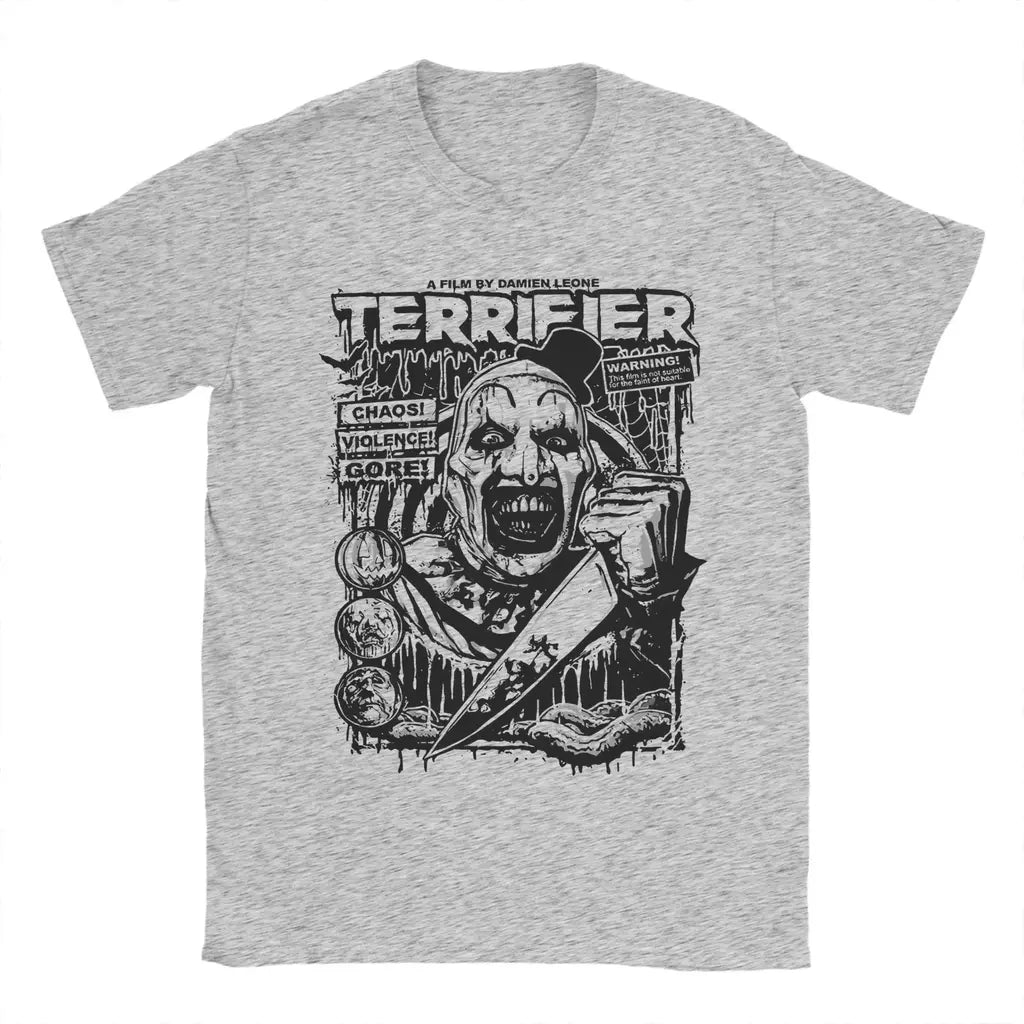 2025 engraçado terrível palhaço filme de terror camiseta para homens crewneck puro verão t camisas manga curta camiseta plus size roupas