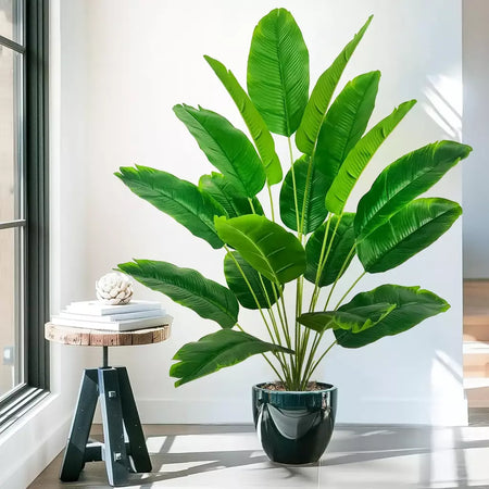 65-125cm/47.2in grande palmeira tropical falso banana planta folhas toque real strelitzia reginae planta de plástico para casa jardim
