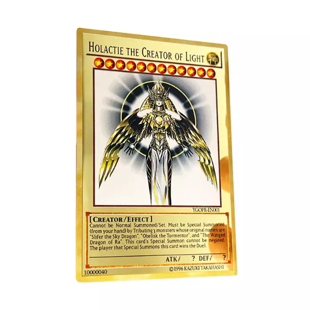 Yugioh cartões de metal dourado yu-gi-oh liga coleção cartão olhos azuis escuro magial obelisco slifer ra crianças presente de aniversário de natal