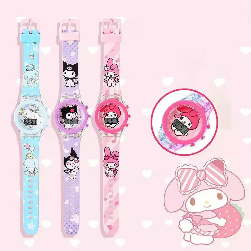 Anime flash luz olá kitty crianças relógios para meninas dos desenhos animados do homem aranha crianças relógio meninos estudante relógio digital brinquedos presentes