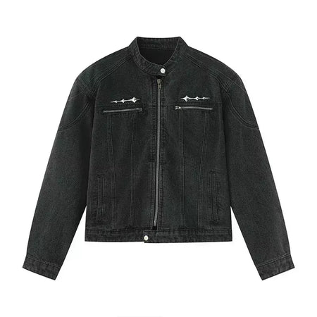 Jaqueta jeans de rua masculina, vintage lavada, jaqueta de caubói angustiada, streetwear casual, primavera, novo, estilo americano, zíperes