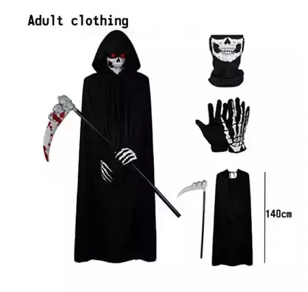 Fantasia de Cosplay de Halloween para Crianças e Adultos, Esqueleto Durável, Robe Fantasma, 2025