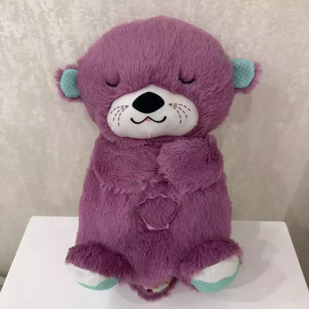 Baby Breath Bear Calmante Otter Plush Toy, Criança Calmante Música, Companheiro do sono, Som e Luz, Presentes de boneca