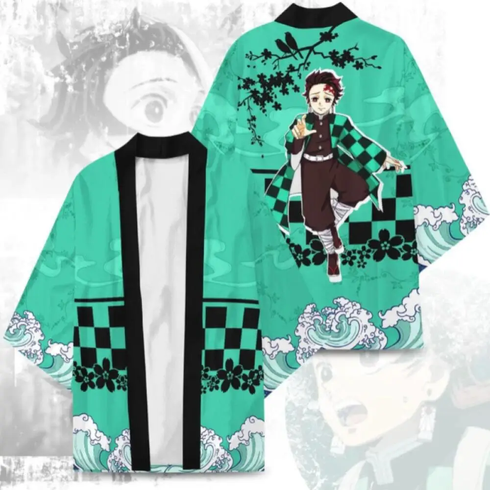 Personagem de anime japonês impresso quimono cardigan masculino feminino verão borboleta kochou shinobu impresso traje tradicional japonês